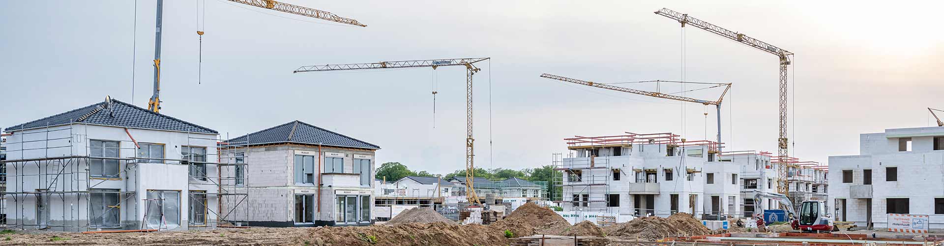 Eine Baustelle von einem Neubaugebiet 