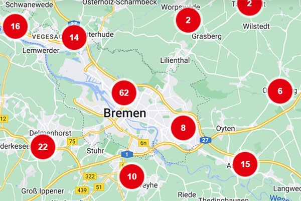 Übersicht Installateure Karte Bremen