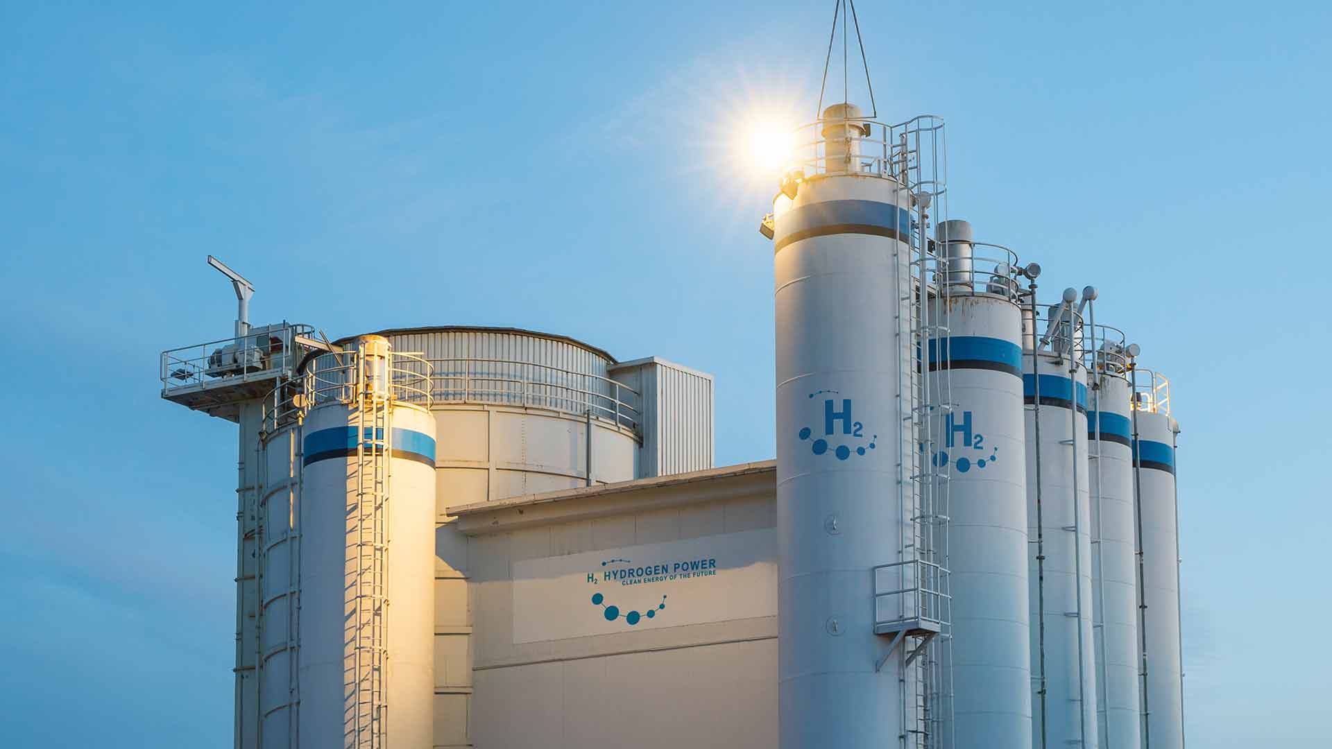 Wasserstoff Pipeline auf einem Feld mit Windrädern