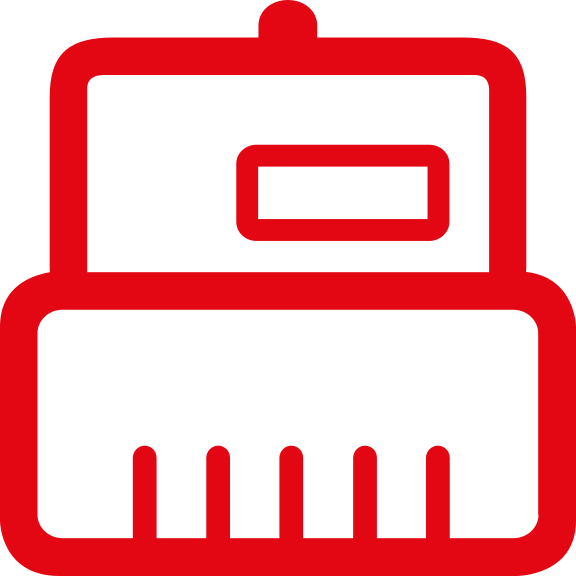 Rotes Piktogramm einer modernen Messeinrichtung 