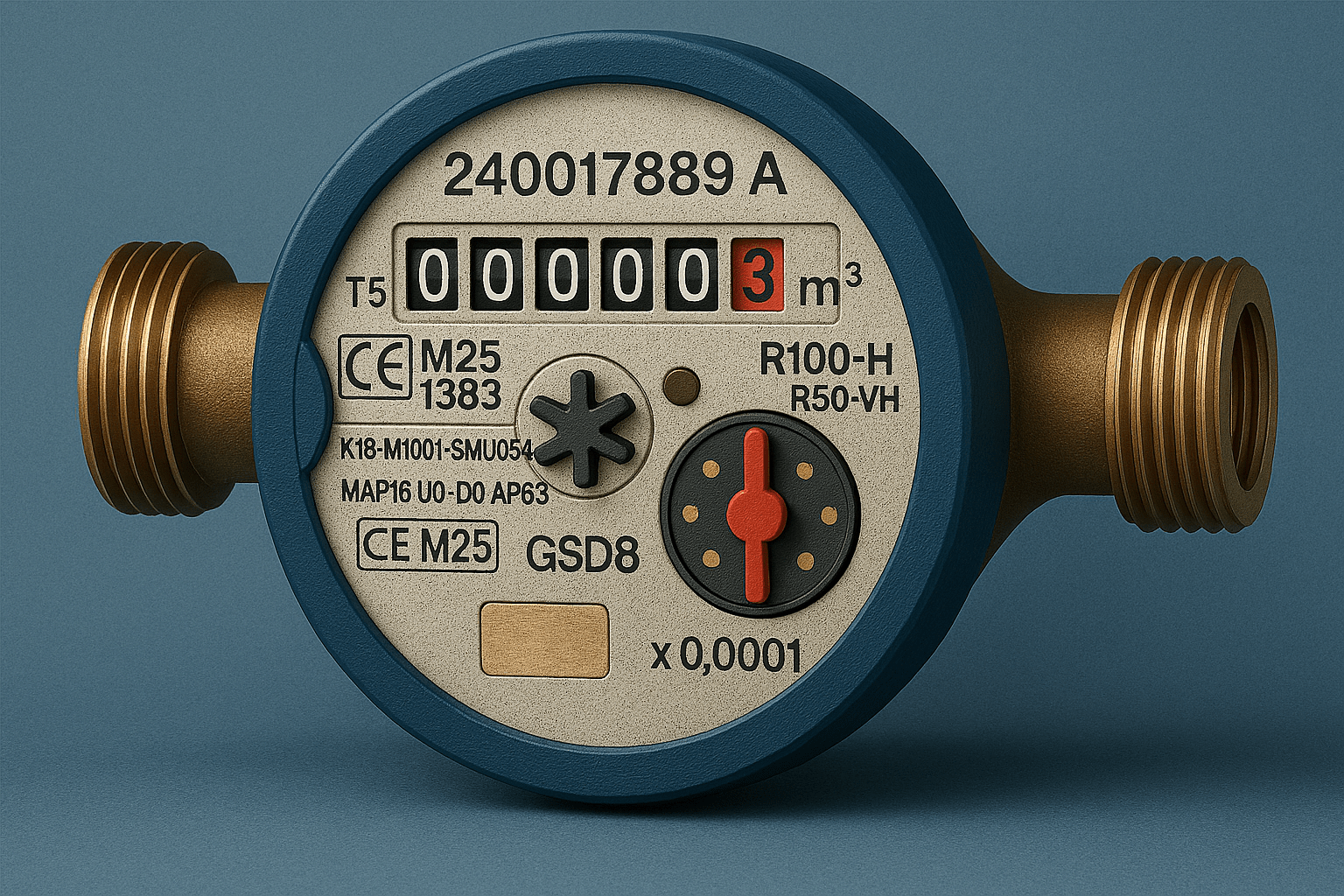 Illustration eines mechanischen Wasserzählers